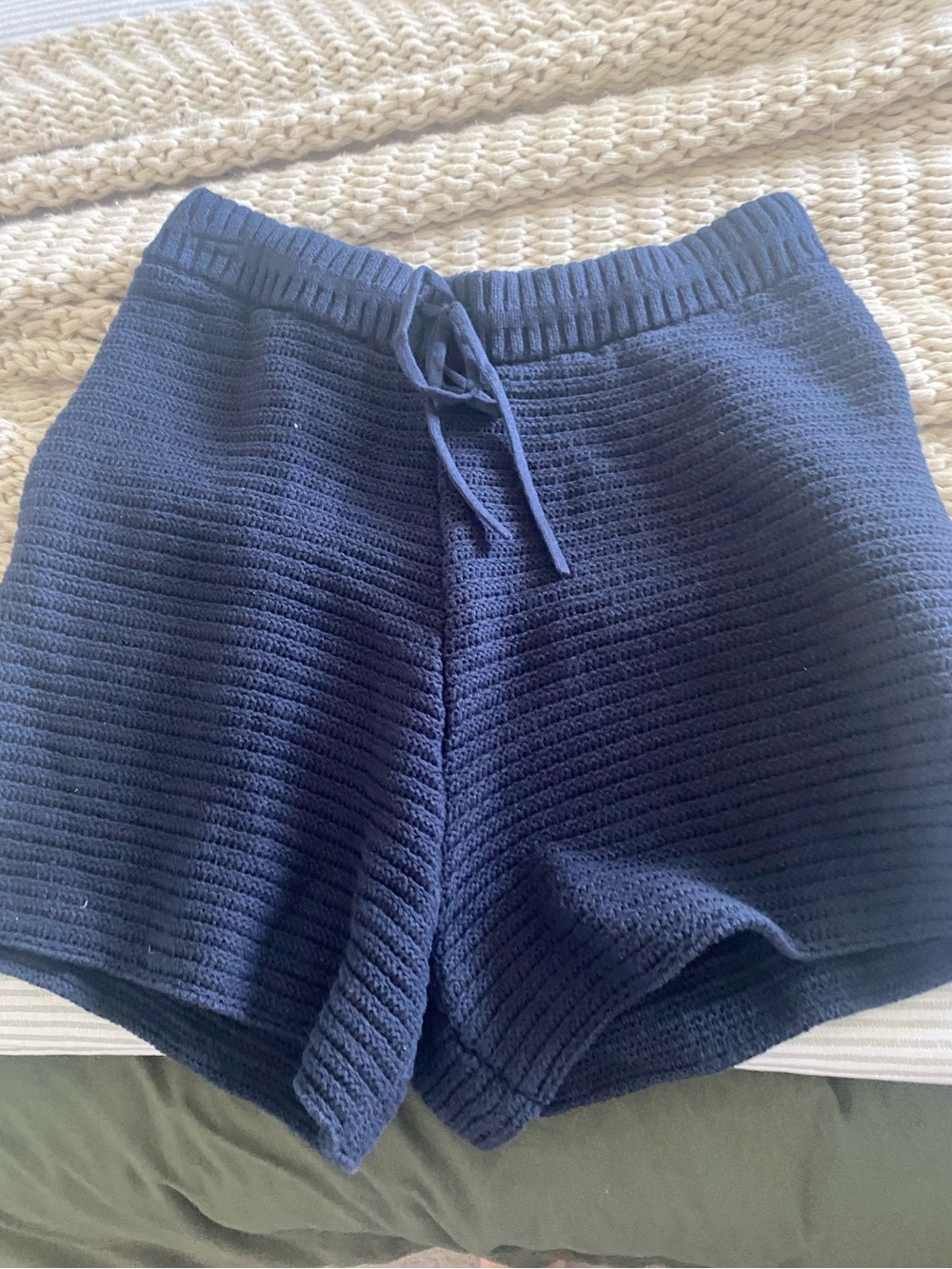 Magaschoni Navy Knit Drawstring Lounge Shorts